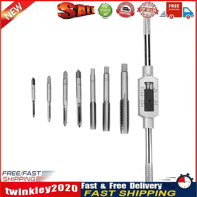 8pcs Metal Screw Taps Thread Metric Machine Wrench Holder Hand Hinge Set Newly