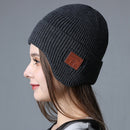 Warm Headset Beanie with Mic Removable 5.0 Bluetooth-Compatible Cap (Gray) Newly