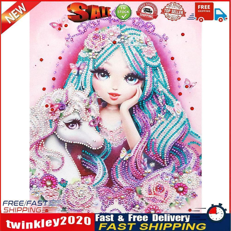 5D DIY Special Shaped Diamond Painting Girl Cross Stitch Mosaic Craft Kits Newly