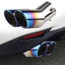 Dual Outlet Burnt Blue Stainless Steel Car Exhaust Tip Rolled Edge Muffler Newly