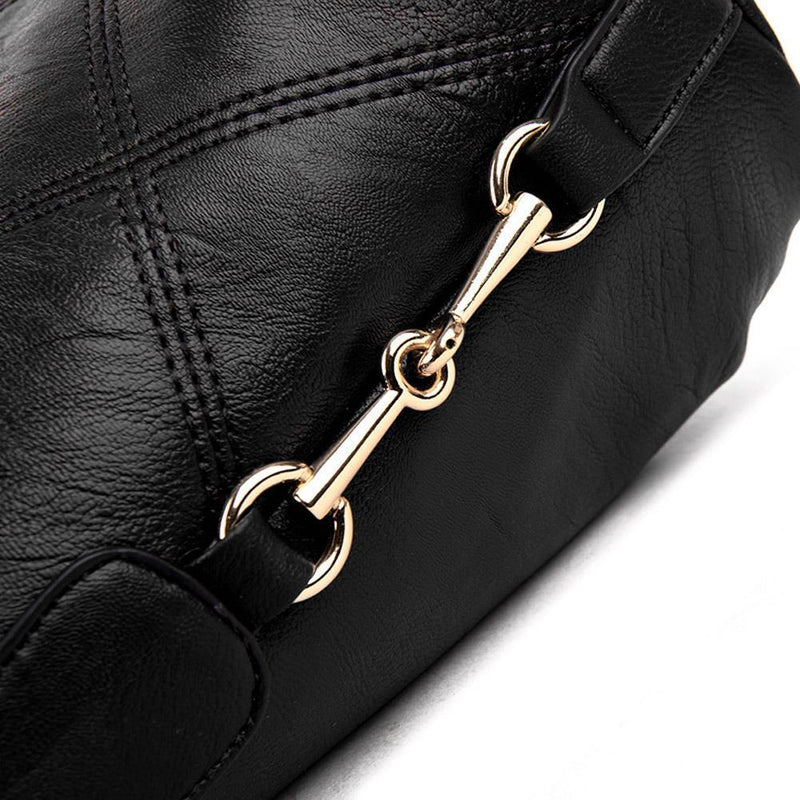 Women Bag Soft PU Leather Messenger Totes Handbags Shoulder Bags(Black)