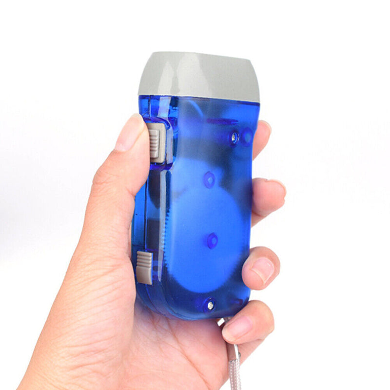 LED Hand Pressing Dynamo Flashlight Lamp Portable Hand Crank Torch (Blue) Newly