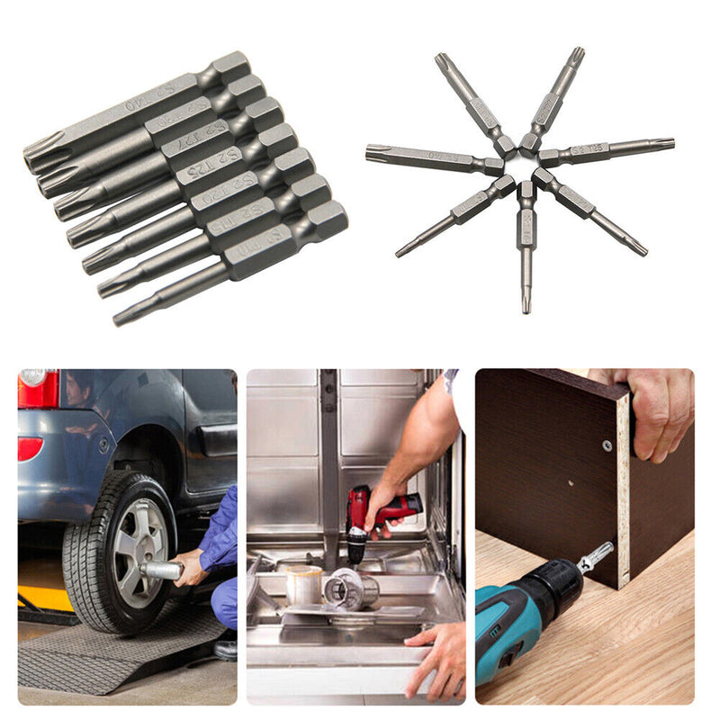 7pcs Woodworking Hex Driver Screwdriver Bit Set Electric Drill Flat Heads