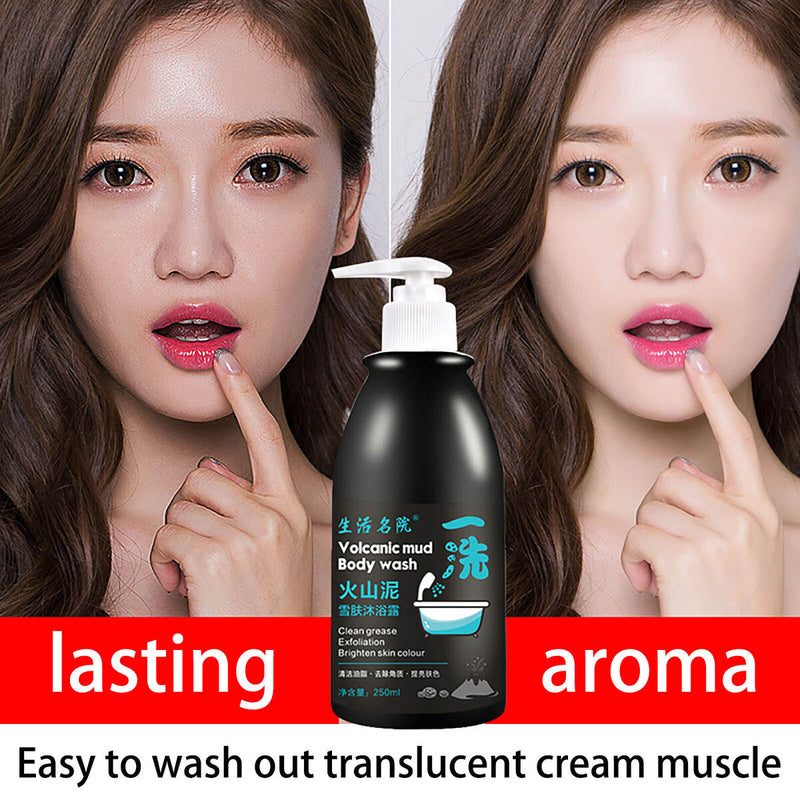 250ml Volcanic Mud Whitening Body Wash-Lon-lasting Mild Deep Cleansing Body Wash