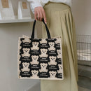 Cotton Linen Totes Cartoon Bear Handbag Large Capacity Shopper Gift Storage Bags