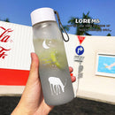 500ml Sports Water Bottle Gradient Frosted Portable Drinking Cup (Grey) Newly
