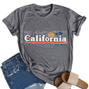 Stripe California Print Letter Tea T-Shirt (Grey S)