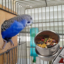 Stainless Steel Hang Cage Bowl Parrot Feeding Food Drinking Dish (6.5cm) Newly