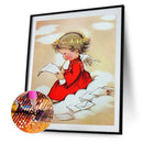 Writing Angel Girl Full Round Diamond Painting DIY Mosaic Picture Decorative Kit
