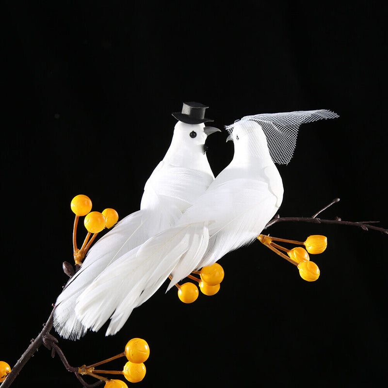 2pcs/set Wedding Photography Props Simulation Birds Artificial Foam Couple Bird