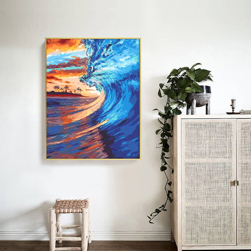 Waves Oil Paint By Numbers Kits Canvas DIY Picture Hand Painted Wall Art