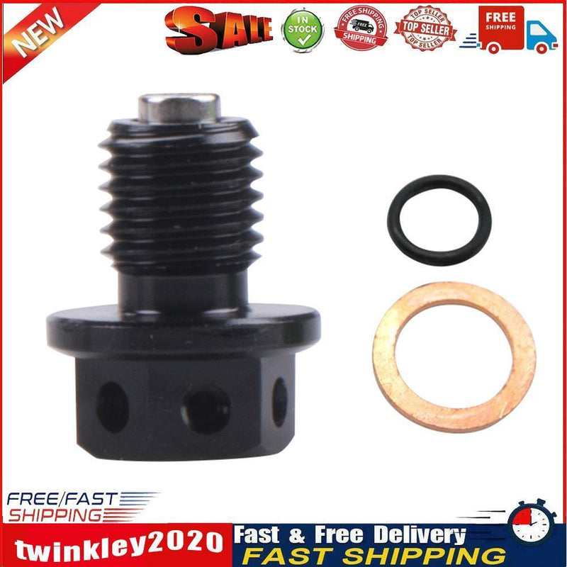 Universal Magnetic Motorbike Oil Drain Screw M12 Motorcycle Plugs (Black) Newly