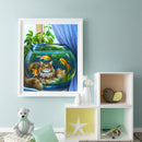 #A Cat Partial Oil Paint By Numbers Kit DIY Frameless Drawing Picture for Adul