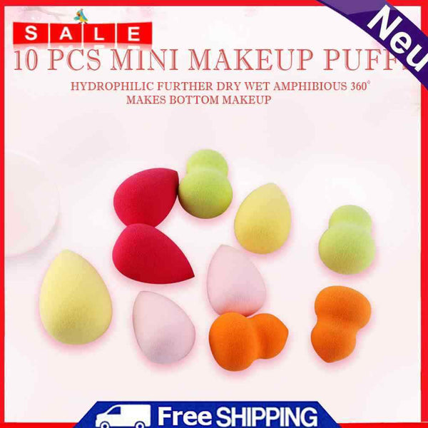 10pcs Mini Makeup Sponge Cosmetic Face Foundation Powder Puffs Wet Dry Dual Use