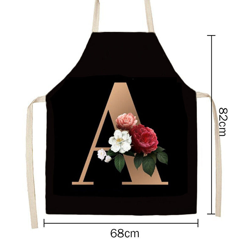 Letter A Linen Kitchen Apron Waterproof Oilproof Cooking Pinafore (82X68CM)