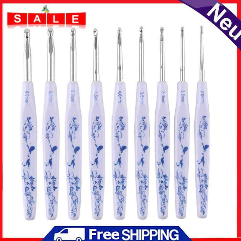 9pcs 2-6mm Crochet Hook Kit Scarf Knitting Needle Sweater Weaving Craft Gift