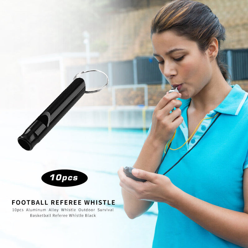10pcs Aluminum Alloy Whistle Outdoor Survival Basketball Referee Whistle Bl
