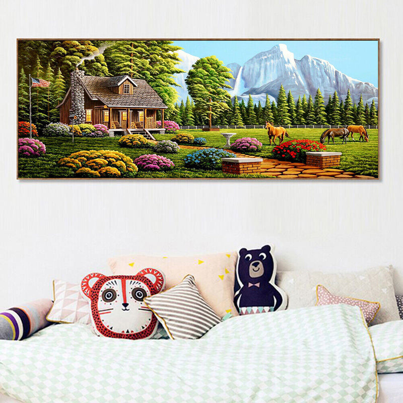5D Cabin Scenery Mosaic Diamond Painting Drawing Full Round Drill DIY Art Cra