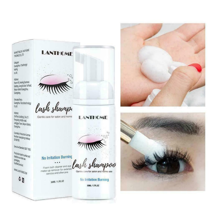 50ml Eyelash Extensions Brush Shampoo Kit Eye Lash 4E33 Makeup Cleaning K9I3