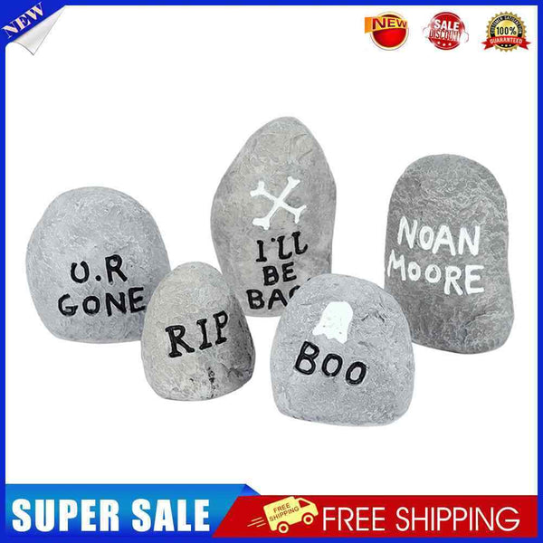 5pcs Halloween Garden Decoration Horror Stones Haunted House Yard Art Ornament