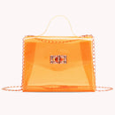 Fashion Women Transparent Messenger Bag Ladies Beach Chain Handbag (Orange)