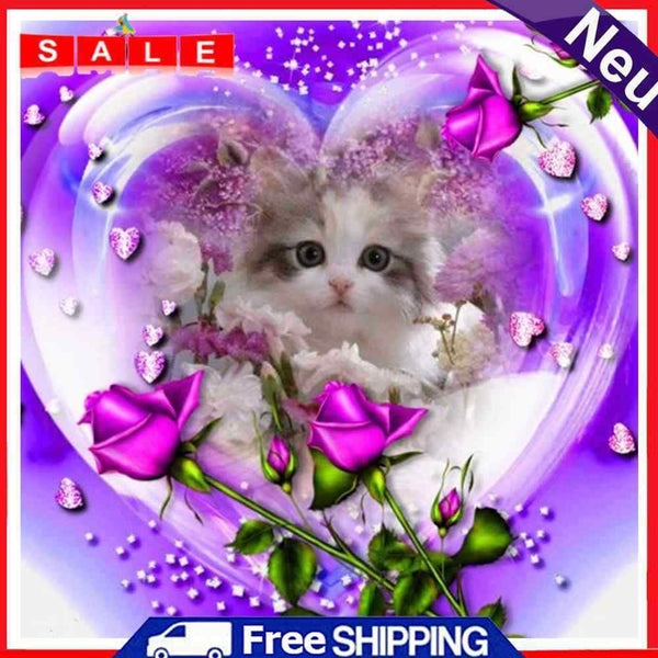 Oil Paint By Numbers Picture DIY Painting Rose Cat Painting Kit Acrylic Paint