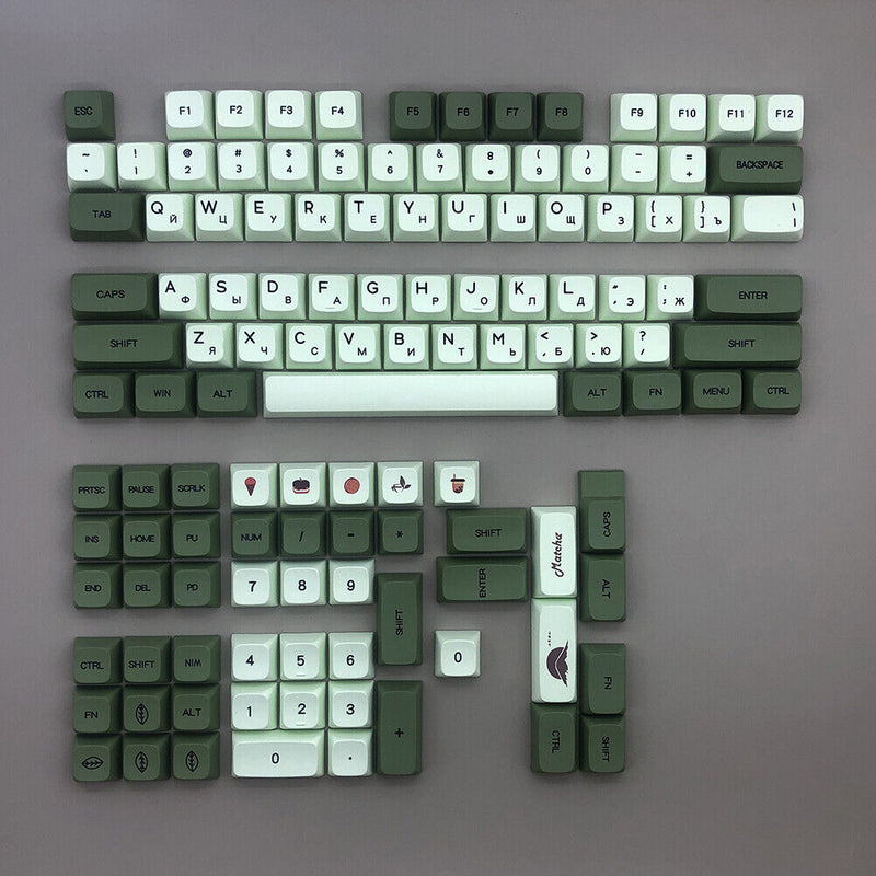 PBT Keycap for MX Switch Gaming Mechanical Keyboard Parts (Matcha Russian)