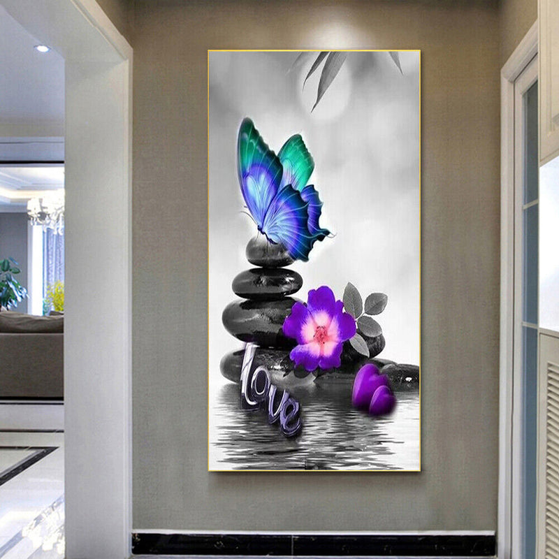 Stone Butterfly Oil Paint By Numbers Kits Canvas Picture DIY Wall Art Craft Set