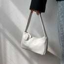 Retro Women Shoulder Bags Female PU Leather Underarm Totes Handbag (White)