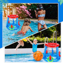 Swimming Pool Basketball Hoop Set - Inflatable Floating Hoops with Ball & Rings