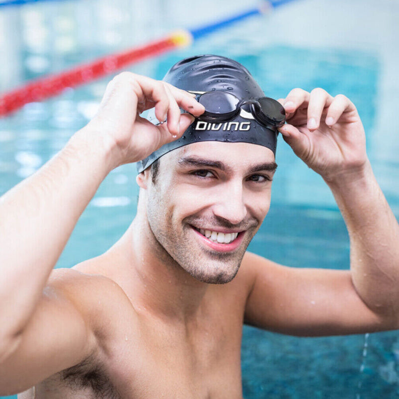 Swimming Cap Silicone Women Men Waterproof Long Hair Adults Swim Sports Poo