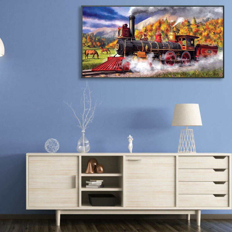 Prairie Train Oil Paint By Numbers DIY Canvas Wall Art Picture Craft Home Decor
