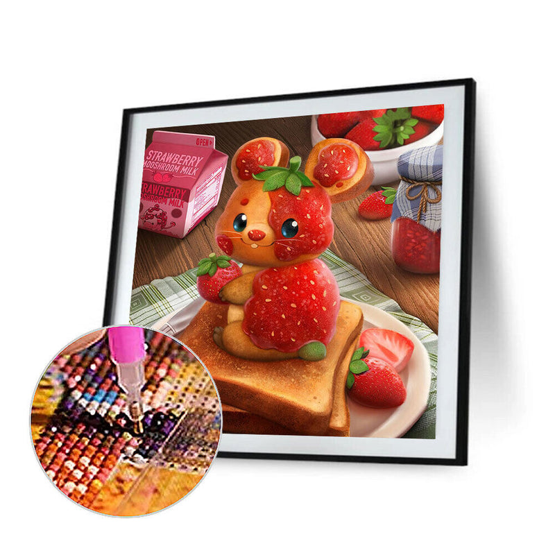 5D DIY Diamond Drawing Strawberry Lovely Bear Kits Full Round Drill Art (B5044)
