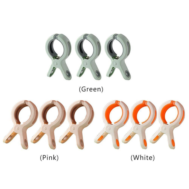 3pcs Beach Towel Clips Laundry Quilt Clamp Clothes Pins Drying Rack (Green)