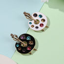 Alloy Jewelry Coat Pin Drawing Plate Brooch Rhinestone Creative Enamel