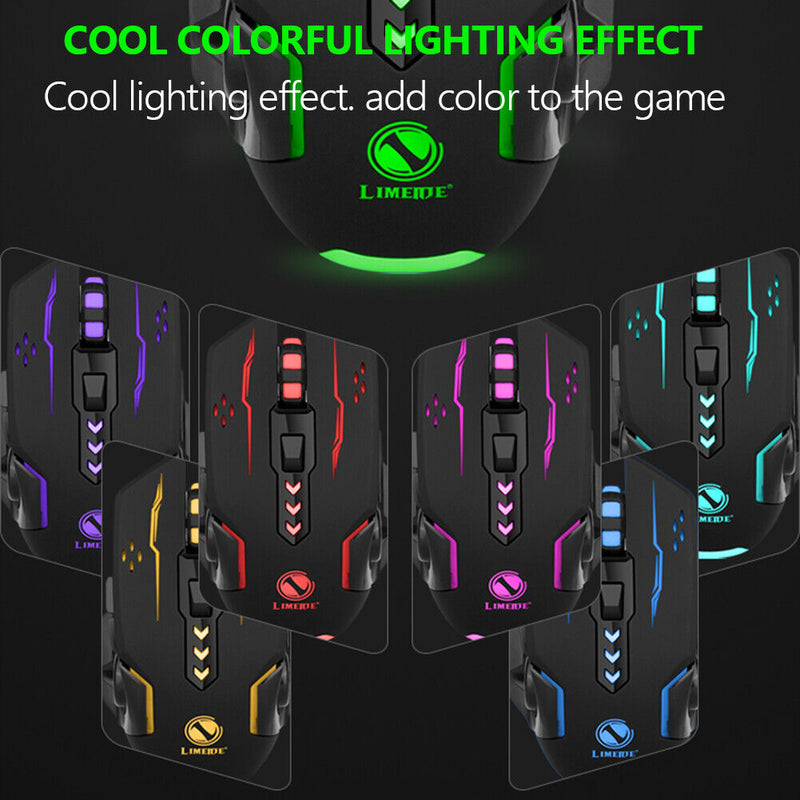 V7 USB Wired Mouse 6 Buttons 3600dpi Gaming Optical Gamer LED Mice for PC