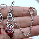 Witchy The Beating Heart Chain Ear Clip Asymmetrical Cuff Earrings Jewelry Gift