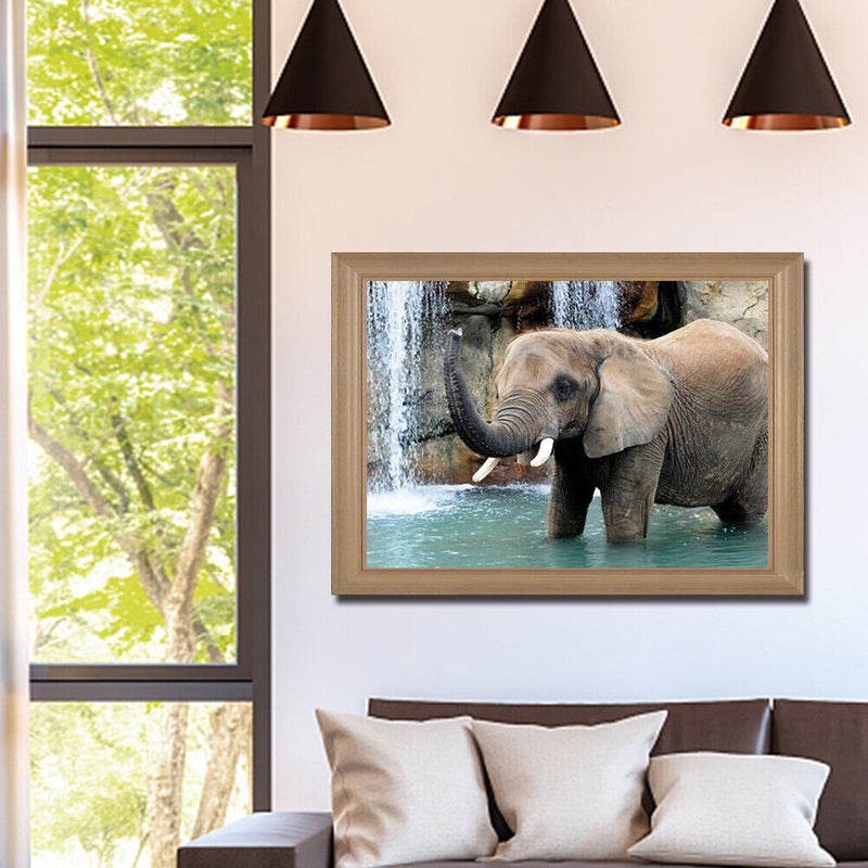 Wading Elephant Oil Paint By Numbers DIY Handpainted on Canvas Home Decorations