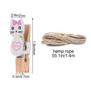 Cartoon Craft Cute Cat DIY with Hemp Rope Wooden Clips Photo Clips Hanging