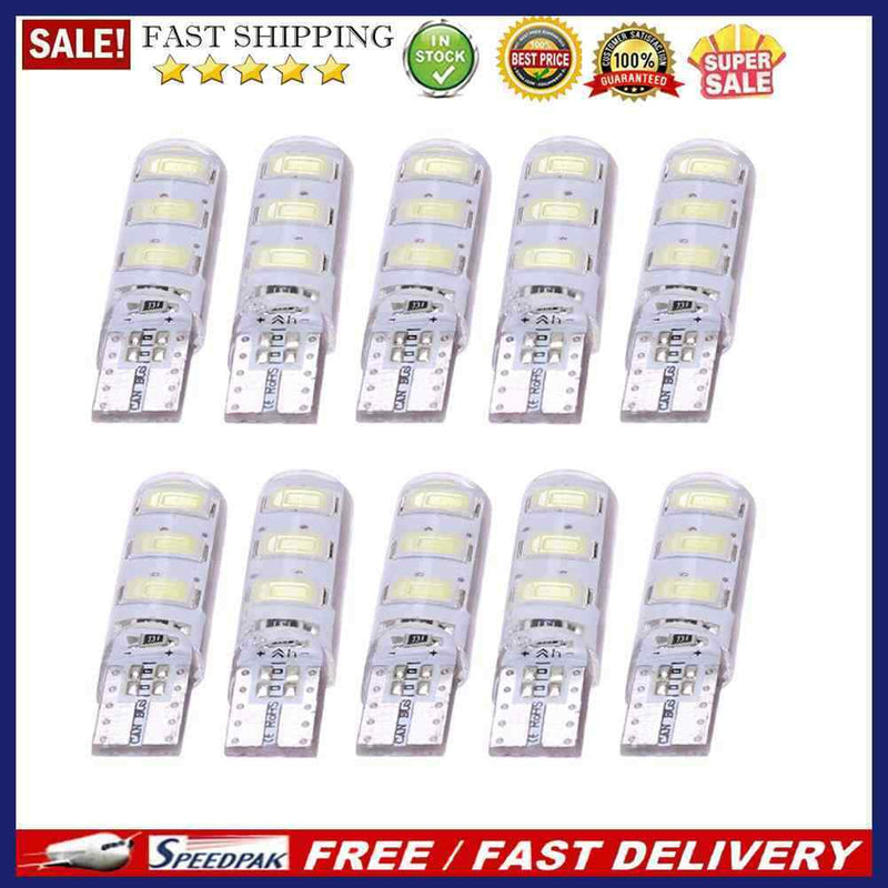 10pcs T10 5630 W5W Silica Gel 6MSD LED Car Interior Light Reading Bulbs