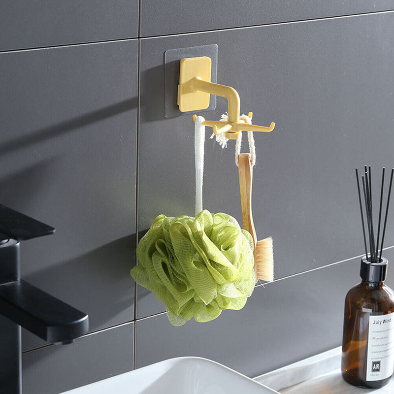 360 Degrees Rotated Kitchen Hooks Adhesive 6 Hooks Wall Door Clothes Bag Hanger