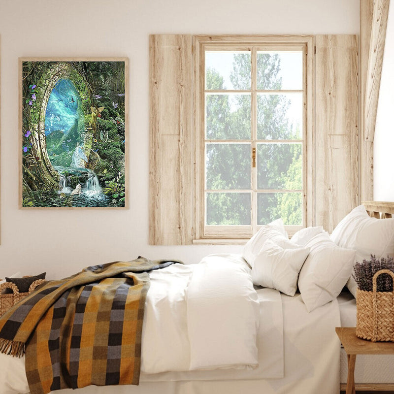 Waterfall Wonderland Gate Diamond Painting Kits Full Round Drill Wall Decor