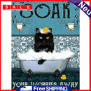 Hand Painted on Canvas DIY Cat in Bathtub Oil Paint By Numbers Drawing Kit Craft