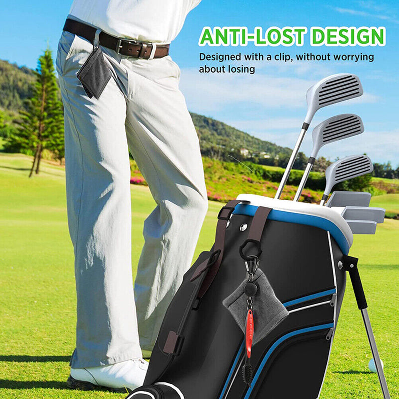 Golf Ball Cleaning Towel with Carabiner Hook Golf Club Head Wiping Cloth Cl