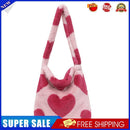 Retro Women Plush Leopard Shoulder Bag Autumn Winter Handbags (Red Heart)