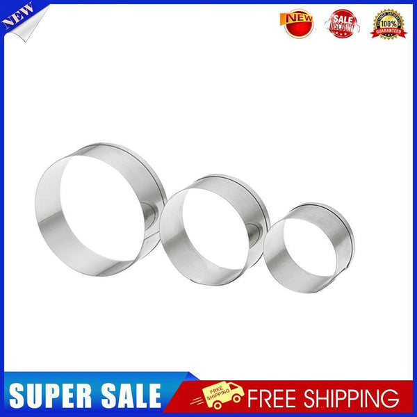3pcs Stainless Steel Round Cake Mold Kitchen Fondant Cookie Decorating Tool
