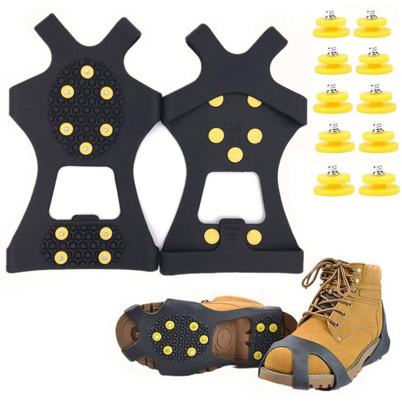 10 Spikes Crampons,Mountaineering Anti-Slip Ice Cleats Traction Stretch Foo