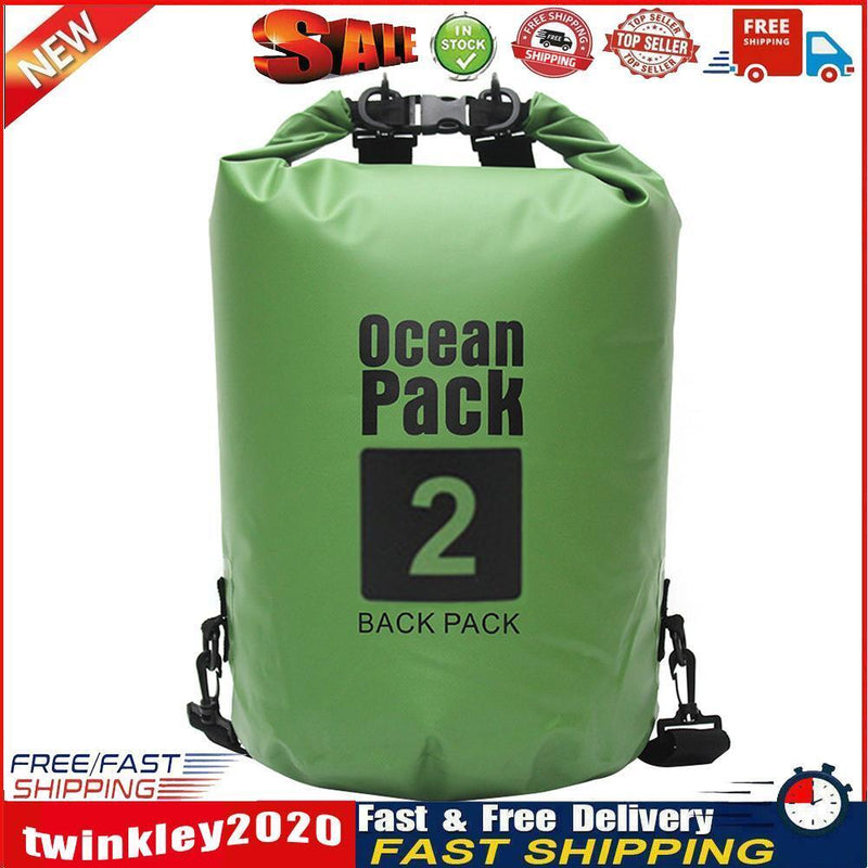 2L Waterproof Dry Bag Swimming Outdoor Drift Kayaking Storage Pack (Green) Newly