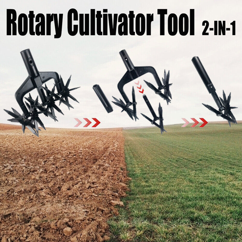 Portable Manual Soil Scarifier Turning Tool Lawn Garden Aerator Rotary Till