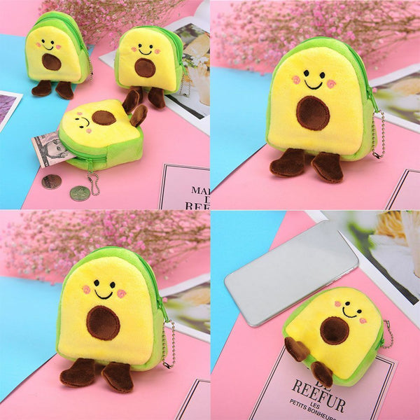 Pocket Key Money Bag Avocado Coin Purse Fruit Shape Clutch Card Wallet Storage